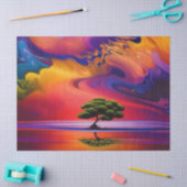 Lone Tree in Wasser farbenfroher Himmel Personalis Seidenpapier (Basteln)