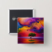 Lone Tree in Water bunter Himmel Button (Vorne & Hinten)