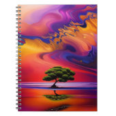Lone Tree in Water bunter Himmel Notizblock (Vorderseite)
