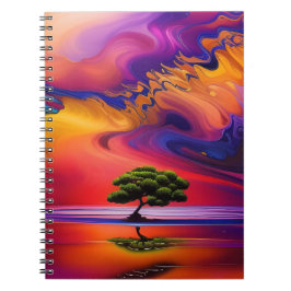 Lone Tree in Water bunter Himmel Notizblock