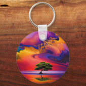 Lone Tree in Water bunter Himmel Schlüsselanhänger (Rückseite)