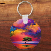 Lone Tree in Water bunter Himmel Schlüsselanhänger (Vorderseite)