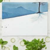 Lone Tree: Serene Full Moon Silence Art Geschirrtuch (Gefaltet)