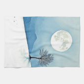 Lone Tree: Serene Full Moon Silence Art Geschirrtuch (Horizontal)