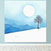 Lone Tree: Serene Full Moon Silence Art Leinwanddruck (Insitu (Holzboden))