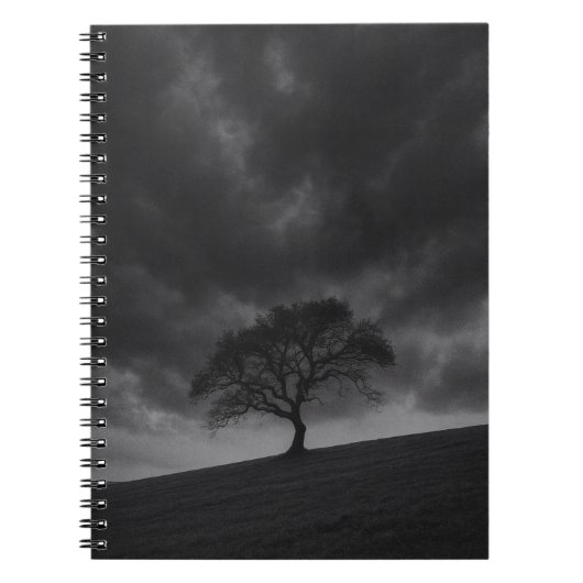 Lone Tree Stormy Sky Notebook Notizblock (Vorderseite)