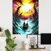 Lone Voyager - Fantasie der Surreal Stormy Sea Art Poster (Heimbüro)