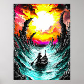 Lone Voyager - Fantasie der Surreal Stormy Sea Art Poster (Vorne)