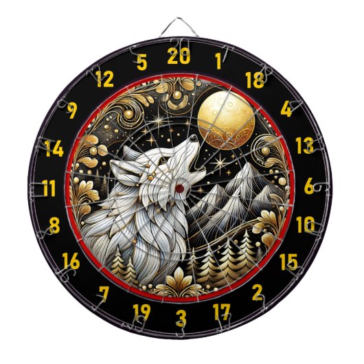 Lone White Wolf verkörpert Wilden Geist Dartscheibe (vorne)