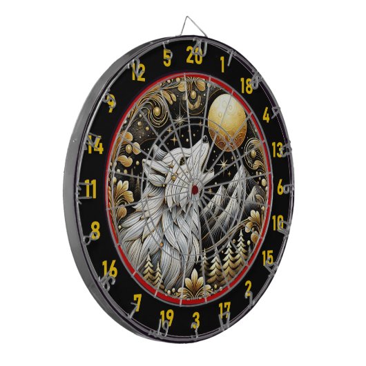 Lone White Wolf verkörpert Wilden Geist Dartscheibe (Vorderseite Links)