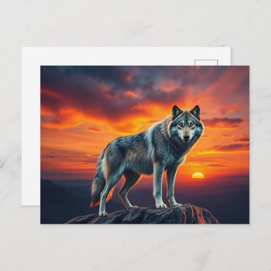 Lone Wolf at Sunset Einladungspostkarte (Vorne/Hinten)