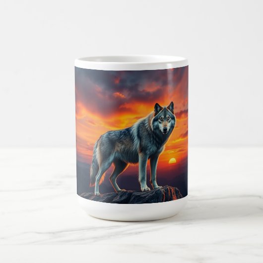 Lone Wolf at Sunset Kaffeetasse (Mittel)