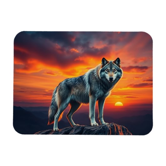 Lone Wolf at Sunset Magnet (Horizontal)