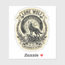 Lone Wolf Biker Brotherhood Vintage Aufkleber