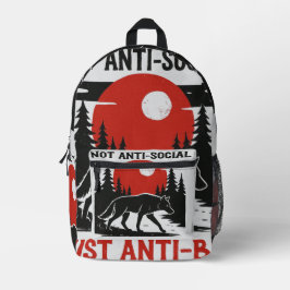 Lone Wolf Code – Nicht asozial, sondern gegen Schw Bedruckter Rucksack