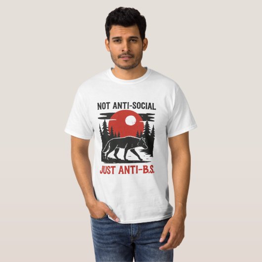 Lone Wolf Code – Not Anti-Social, Just Anti-B.S. T-Shirt (Vorne ganz)