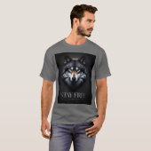 Lone Wolf Design - Bleibe freier T - Shirt (Vorne ganz)