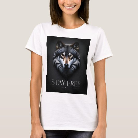 Lone Wolf Design - Bleibe freier T - Shirt (Vorderseite)
