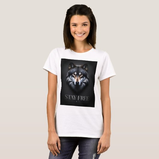 Lone Wolf Design - Bleibe freier T - Shirt (Vorne ganz)