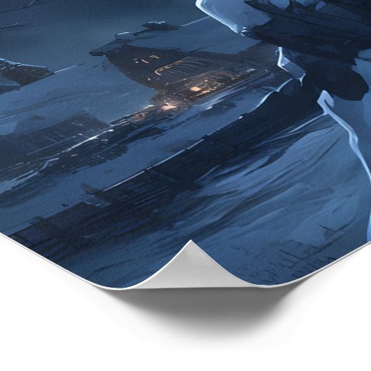 Lone Wolf Dominates Snowy Summit Poster (Ecke)