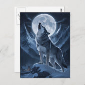 Lone Wolf Dominates Snowy Summit Postkarte (Vorne/Hinten)