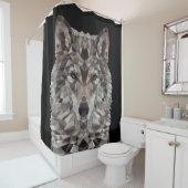 Lone Wolf Geometric Portrait Duschvorhang (Beispiel)