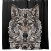 Lone Wolf Geometric Portrait Duschvorhang (Vorderseite)