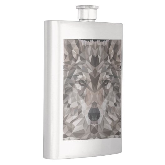 Lone Wolf Geometric Portrait Flachmann (Rechts)