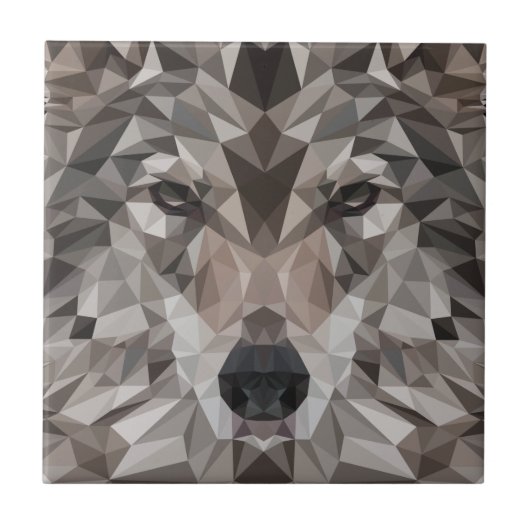 Lone Wolf Geometric Portrait Fliese (Vorderseite)