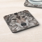 Lone Wolf Geometric Portrait Getränkeuntersetzer (Linke Seite)