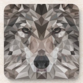 Lone Wolf Geometric Portrait Getränkeuntersetzer (Vorderseite)