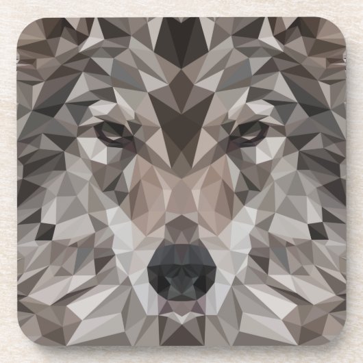 Lone Wolf Geometric Portrait Getränkeuntersetzer (Vorderseite)