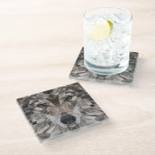 Lone Wolf Geometric Portrait Glasuntersetzer (Schrägansicht)