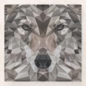 Lone Wolf Geometric Portrait Glasuntersetzer (Vorderseite)