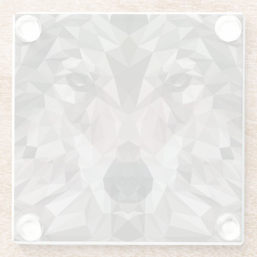 Lone Wolf Geometric Portrait Glasuntersetzer (Rückseite)