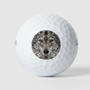 Lone Wolf Geometric Portrait Golfball