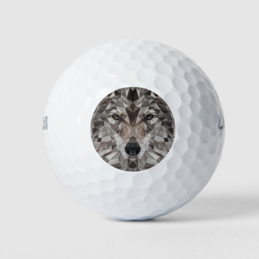 Lone Wolf Geometric Portrait Golfball (Vorderseite)
