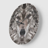 Lone Wolf Geometric Portrait Große Wanduhr (Winkel)