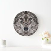 Lone Wolf Geometric Portrait Große Wanduhr (Zuhause)