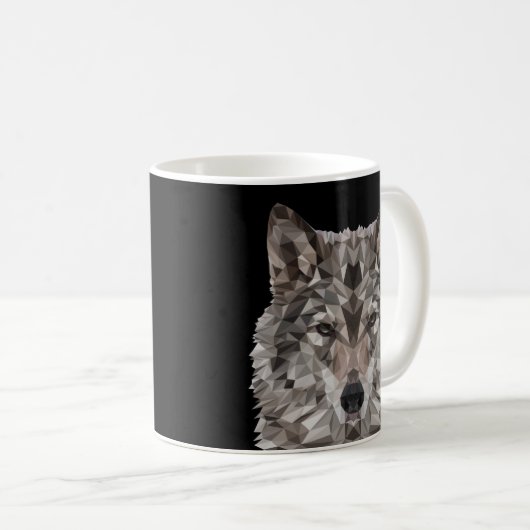 Lone Wolf Geometric Portrait Kaffeetasse (VorderseiteRechts)