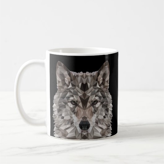 Lone Wolf Geometric Portrait Kaffeetasse (Links)