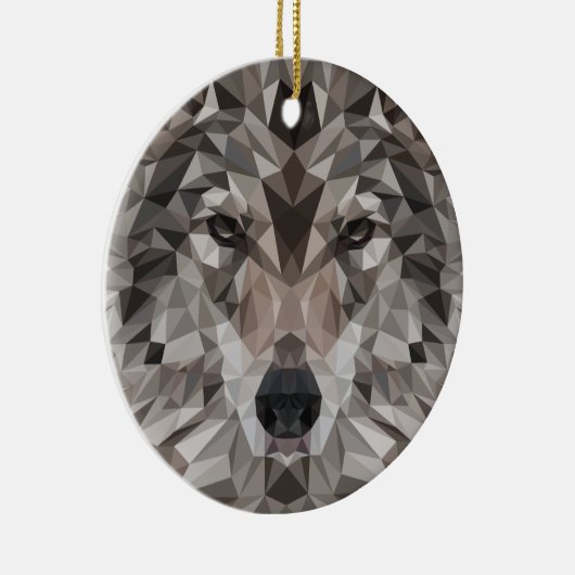Lone Wolf Geometric Portrait Keramik Ornament (Rechts)