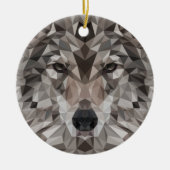 Lone Wolf Geometric Portrait Keramik Ornament (Vorne)