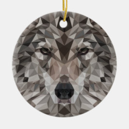 Lone Wolf Geometric Portrait Keramik Ornament