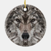 Lone Wolf Geometric Portrait Keramik Ornament (Hinten)