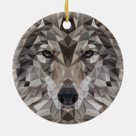 Lone Wolf Geometric Portrait Keramik Ornament (Hinten)
