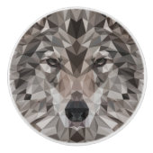 Lone Wolf Geometric Portrait Keramikknauf (Vorderseite)