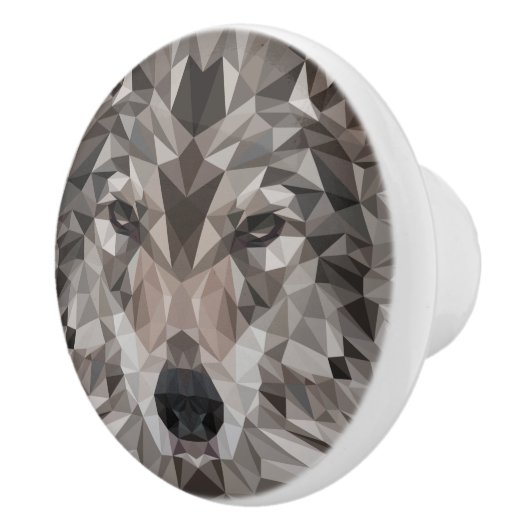 Lone Wolf Geometric Portrait Keramikknauf (Rechts)