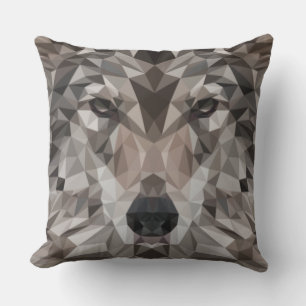 Lone Wolf Geometric Portrait Kissen