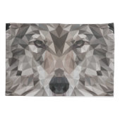 Lone Wolf Geometric Portrait Kissenbezug (Rückseite-Links)